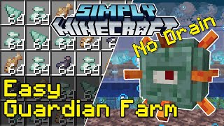 Easy Guardian Farm Tutorial No DrainWater Removal  Simply Minecraft Java Edition 117118 [upl. by Aikam]