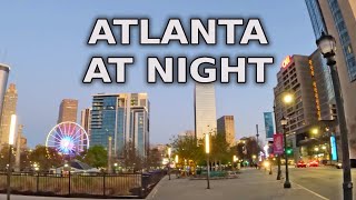 Downtown Atlanta At Night  4K Walking Tour [upl. by Culbertson]