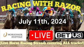 LIVE Horse Racing action handicapping Saratoga Colonial Downs Horseshoe Indianapolis and more [upl. by Etnomaj248]