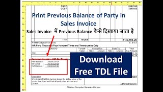 Party Previous Balance in TallyERP9 using TDL file  Previous balance in Sales Invoice JD taxation [upl. by Trini]