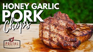 Grilled Pork Chops  Honey Garlic Pork Loin Chops Recipe on the BBQ [upl. by Ezara]