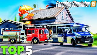 Top 5 Fire Truck and Police Car MODS For Farming Simulator 19 [upl. by Niletak]