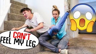 FALLING DOWN THE STAIRS PRANK ON FIANCE [upl. by Annazor]