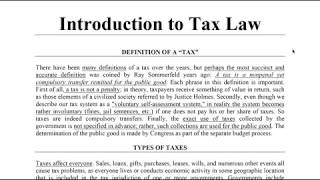 Introduction to Tax Law [upl. by Baniaz]