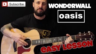 How to play Oasis Wonderwall easy beginners lesson [upl. by Tonjes76]