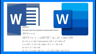 ECRIRES LES EQUATIONS MATHEMATIQUES AVEC MICROSOFT WORD tuto 2021 [upl. by Coussoule]