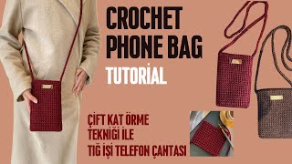 Easy Crochet Phone Bag Tutorial  Kolay Telefon Çantası Modeli [upl. by Bertram581]