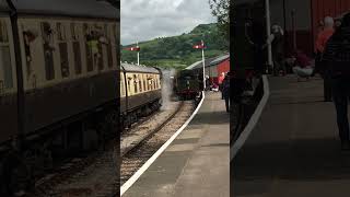 Gloucestershire and Warwickshire Railway 46521 arrives into Winchcombe steamlocomotive [upl. by Iclehc785]