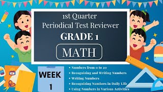 Grade 1 Math Reviewer Quarter 1 Periodical Test  SY 20242025  MATATAG [upl. by Akcirre]