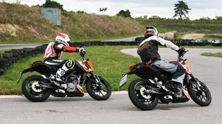 KTM 125 Duke vs 200 Duke on Supermoto Track [upl. by Kubetz]