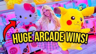 PLAYING EVERY CLAW MACHINE AT THIS HUGE ARCADE I won the biggest prizes [upl. by Ahsila462]