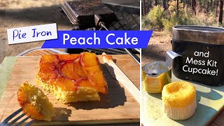 Pie iron peach upside down cake amp cupcakes baked in a mess kit Two recipes for campfire baking [upl. by Ahsieuqal865]