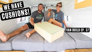 DIY Camper Van Cushions for our Booth and Bed  Van Build Ep 37 [upl. by Robenia299]