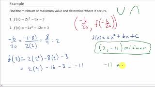 Maximum and Minimum Values of a Quadratic Function [upl. by Trometer]