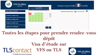 Comment prendre rendezvous dépôt visa détude sur VFS ou TLS gratuitement  toutes catégories [upl. by Zilevi]