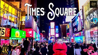 Times Square at Night 4K Walking Tour New York City [upl. by Nenney]