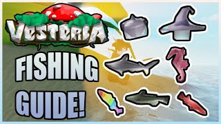 Vesteria  Fishing Guide Fish Locations and Headgears [upl. by Filippa]