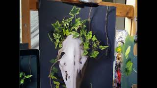 Deer Skull Still Life in Oils Adding Texture and Details  Part 2 [upl. by Wolfort354]