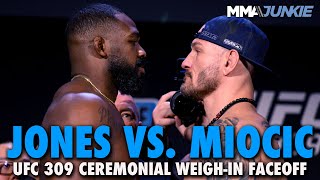 Jon Jones Shakes Stipe Miocics Hand at Final Faceoff  UFC 309  Ceremonial WeighIns [upl. by Battiste]