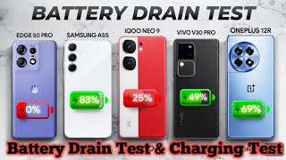 Moto Edge 50 Ultra Battery Drain Test Charging test vs OnePlus 12R vs Realme GT 6 [upl. by Alejo476]