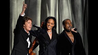 Rihanna Kanye West amp Paul McCartney  FourFiveSeconds live at the Grammys 2015 [upl. by Lisandra]