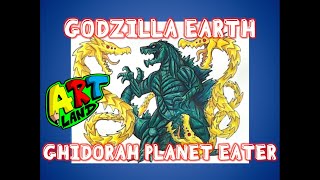 How to Draw GODZILLA EARTH vs GHIDORAH PLANET EATER [upl. by Maurey662]