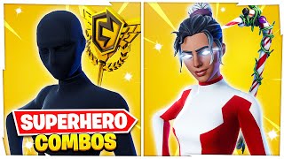 TOP 10 TRYHARD SUPERHERO SKIN COMBOS IN FORTNITE Final [upl. by Genvieve]