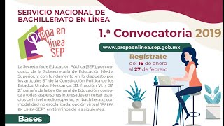 Primera Convocatoria Prepa en Línea SEP 2019 [upl. by Irim]