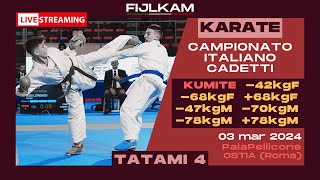 KARATE  Campionato Italiano Cadetti 2024  Day3 Kumite  Tatami4 [upl. by Nosloc]