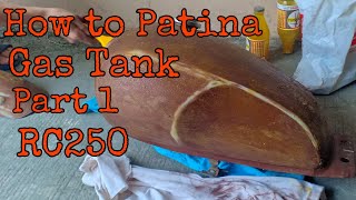 HOW TO PATINA GAS TANK PART 1  RUSTY  STRIPSOL  PAINT REMOVER [upl. by Shute]