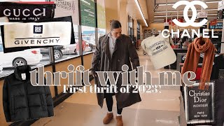 I FOUND SO MUCH DESIGNER THRIFT WITH ME my first trip of 2023  try on thrift haul [upl. by Justicz560]