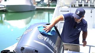 How to polish and wax outboard engine cowling on a boat [upl. by Doro826]