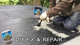 DIY How to fix repair protect and seal a felt roof and flat roof using Everbuild Black Jack [upl. by Nie]