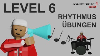 Rhythmusübungen Level 6 Sechzehntel Achtel Viertel halbe und ganze Noten  Gehörbildung [upl. by Schug]