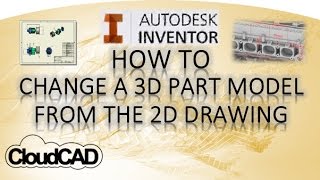 Edit a 3D part from the 2D drawing dimensions  Autodesk Inventor [upl. by Emily407]