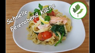 15 Minuten Küche  Lachs mit Spinat und Nudeln  schnelle Rezepte [upl. by Pik]