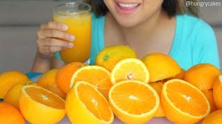 ASMR Fresh Orange Juice Gulping and Orange Squeezing Sounds [upl. by Ylrehc348]