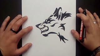 Como dibujar un lobo tribal paso a paso 2  How to draw a tribal wolf 2 [upl. by Nibas700]