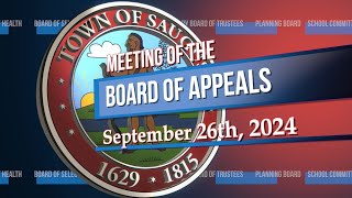 Saugus Board of Appeals  September 26th 2024 [upl. by Ysirhc888]