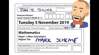 November 2019 Paper 1H Edexcel GCSE Maths revision [upl. by Eillim999]