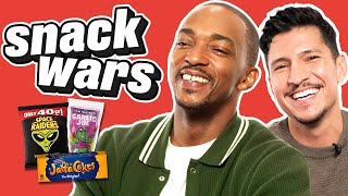 Anthony Mackie amp Danny Ramirez Try British amp American Food  Snack Wars [upl. by Ailati176]