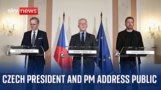 Czech President and Prime Minister address nation after deadly Prague shooting [upl. by Nyladnarb]