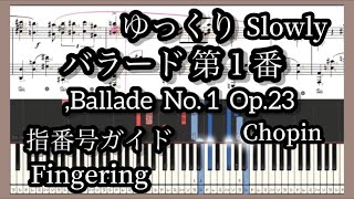 ショパン バラード1番 ゆっくり ガイドする指番号とドレミ付楽譜 Chopin Ballade No1Op23 Slow Piano Tutorial [upl. by Nytsuj821]