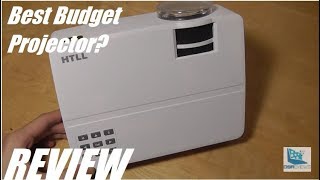 REVIEW HTLL E08  Budget LED HD Mini Projector 720P [upl. by Aizirtap]