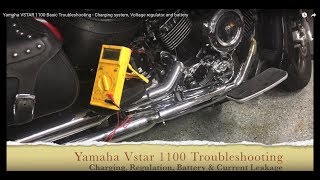 Yamaha VSTAR 1100 Basic Troubleshooting  Charging system Voltage regulator and battery [upl. by Neelra]