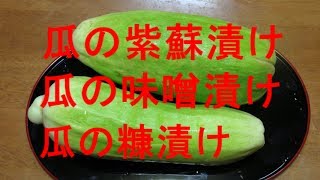 【超簡単】瓜の紫蘇付け、瓜の味噌漬け、瓜の糠漬け [upl. by Nylsej]