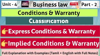 Classification of Conditions amp Warranty  Implied Conditions amp Implied Warranty  Business Law [upl. by Ennailuj452]