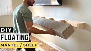 How to Build a Floating Mantel DIY Floating Mantel  Shelf Built from Scratch [upl. by Hultin734]