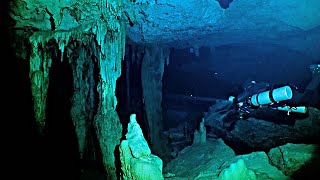 Diving The Dos Ojos Cenote Dive Route 1 [upl. by Attiuqehs]