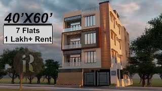 40X60 Feet Apartment Design with 7 Flats  12X18 Meters Design [upl. by Ahsenahs]